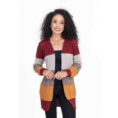 Cardigan Listrado Colorido Bolso - REF. 594 Cardigan Listrado Colorido Bolso - REF. 594