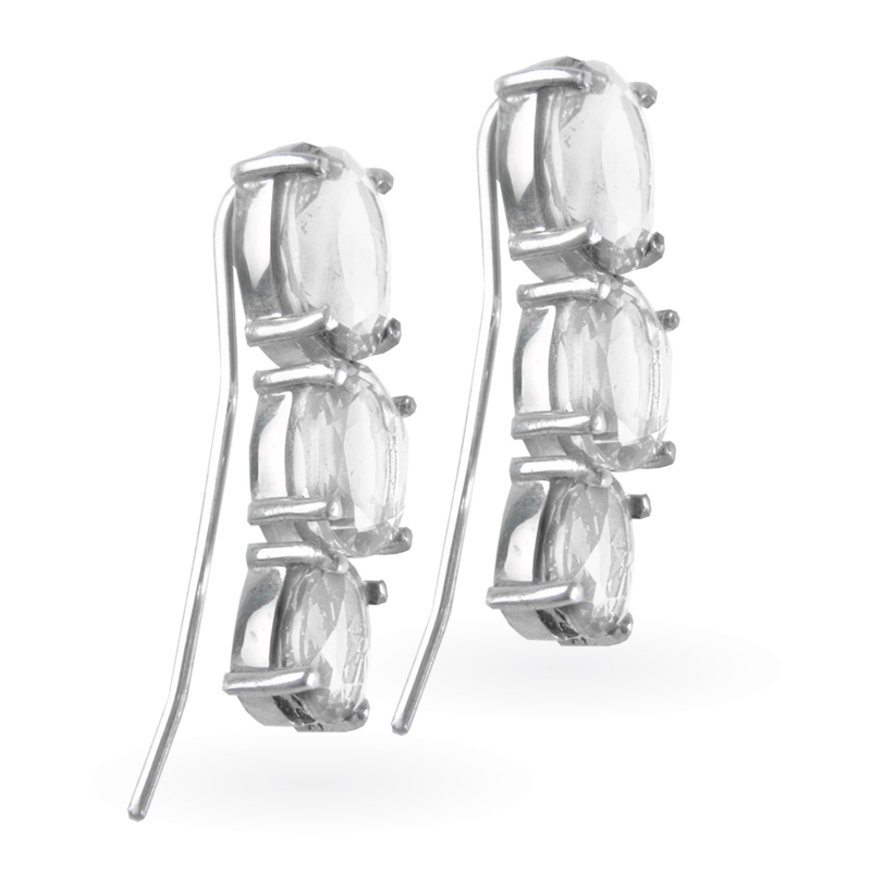 Brinco Cristal de Rocha - Tuca Ahlin - Prata 950k