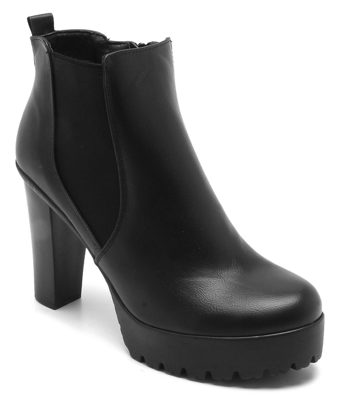 Bota Coturno Chelsea Tratorada Salto Alto Grosso Conforto