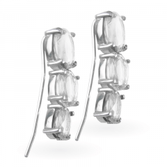 Brinco Cristal de Rocha - Tuca Ahlin - Prata 950k