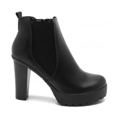 Bota Coturno Chelsea Tratorada Salto Alto Grosso Conforto